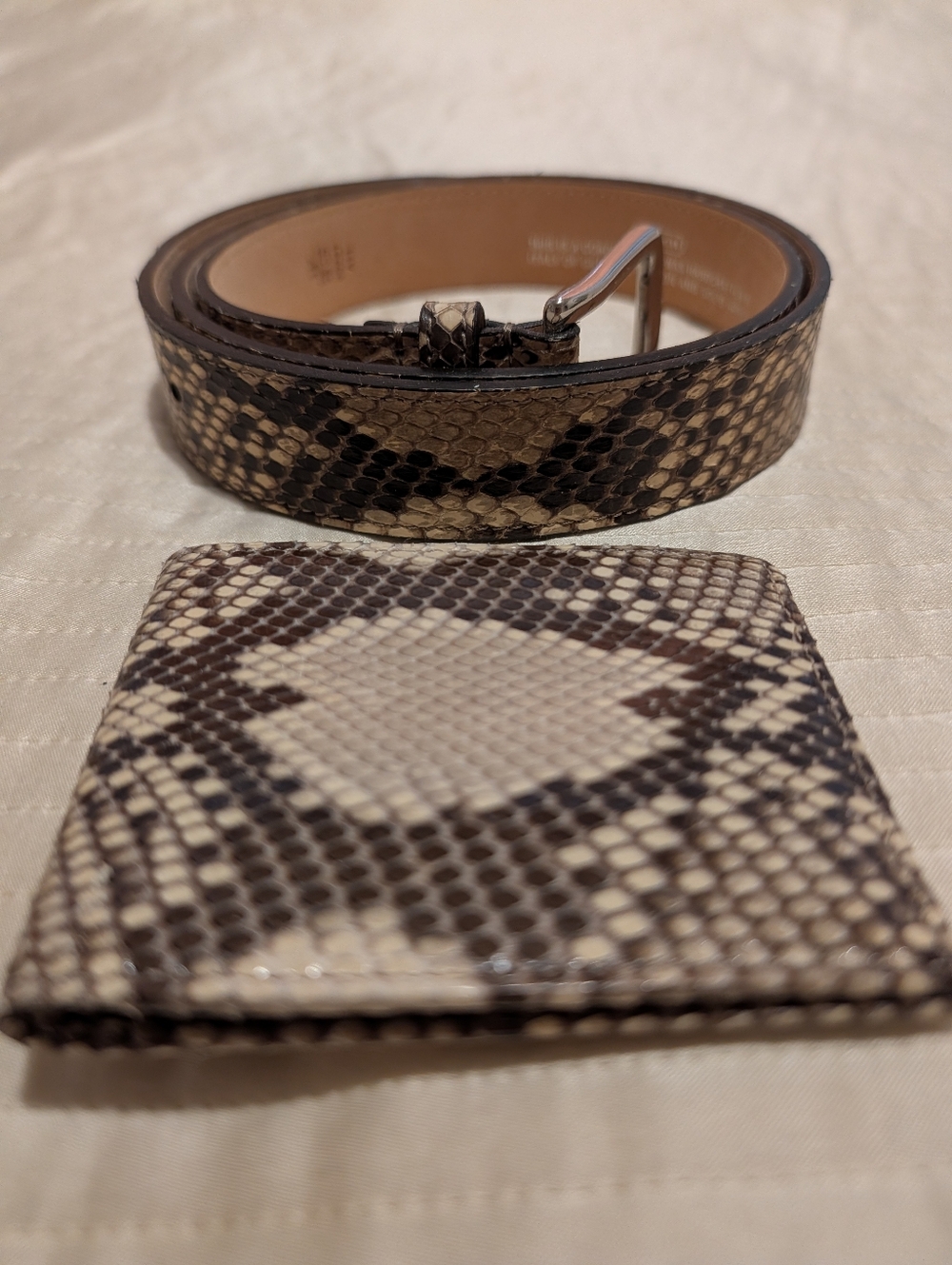 Coach Men's Genuine Italian Made Python Leather Belt & Wallet Set NWOT